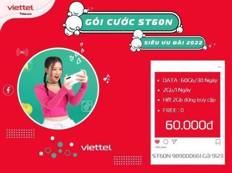 Gói ST60N Viettel Ưu Đãi 2Gb/1 Ngày 60k/1 Tháng