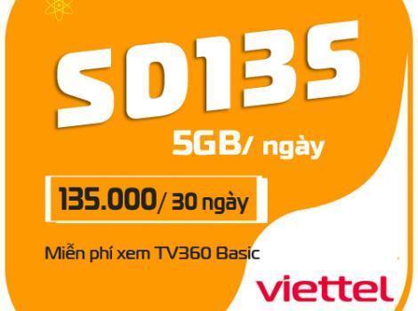Đăng ký gói cước SD135 Viettel chỉ với 4.5k/ ngày nhận ngay 5GB tốc độ cao