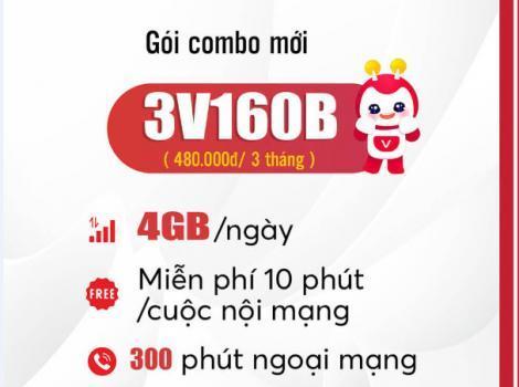3V160B – Gói cước combo KM 360 data tốc độ cao + phút gọi trong 3 tháng chỉ từ 160K/ tháng