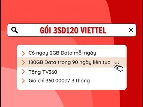 Đăng ký ưu đãi data với gói cước 3SD120 Viettel 