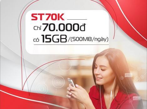ST70K Viettel chỉ 70k/ tháng thả ga lướt web