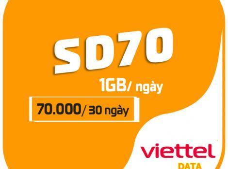 Gói cước SD70 Viettel - 30Gb data 4G truy cập 30 ngày