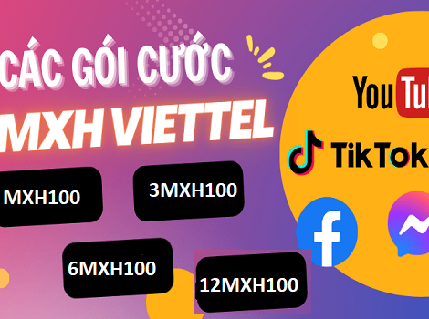 Gói cước MXH Viettel 100k/tháng free data truy cập FB, Youtube, TikTok không giới hạn