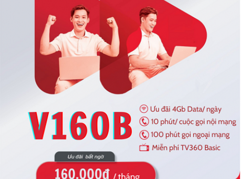 Gói cước combo Viettel 160k/ tháng 120Gb + 100 phút gọi ngoại mạng 