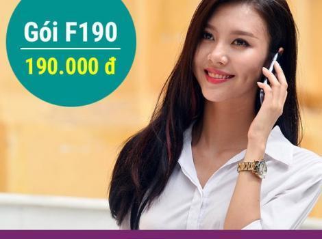 Gói combo Viettel cước phí 190k/ tháng - combo nghe gọi + ưu đãi data