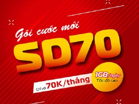 Gói cước Viettel 70k/ tháng 30Gb data tốc độ cao