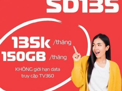 Gói 4G Viettel tháng cước phí 135k - 150Gb data tốc độ cao