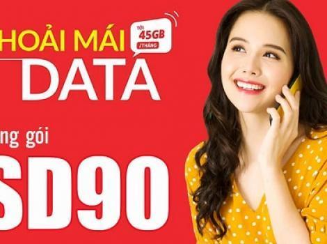 Gói 4G Viettel 90k/ tháng có 45Gb mới nhất 