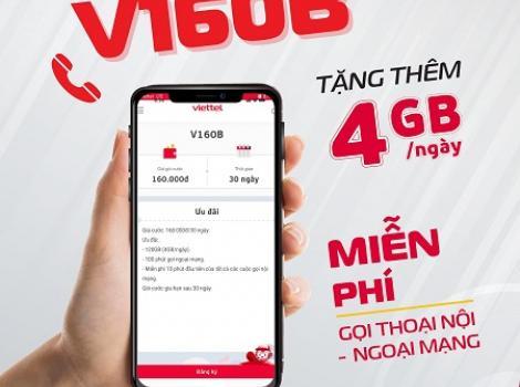 Gói cước Viettel siêu data 160k/ tháng Free 100p ngoại mạng + nội mạng dưới 10p