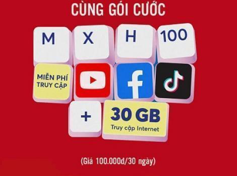 Free data Facebook, Youtube, Tiktok chỉ 100k/ tháng nhận thêm 30Gb