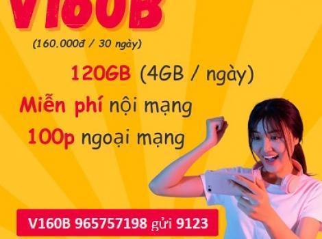 Gọi điện thả ga không lo về giá với gói cước V160B Viettel 160k/ tháng + Free 120Gb data 