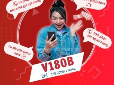Gọi điện thả ga không lo về giá với gói cước V180B Viettel 180k/ tháng + Free 180Gb data 
