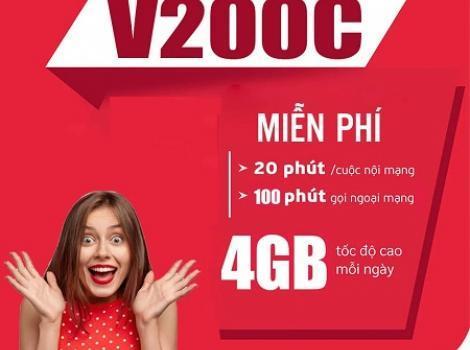 Gọi điện thả ga không lo về giá với gói cước V200C Viettel 200k/ tháng + Free 120Gb data