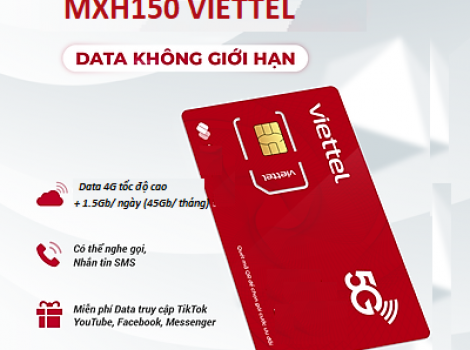 Free data mạng xã hội với gói cước MXH150 Viettel