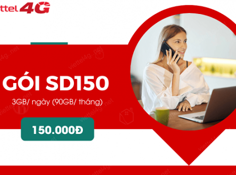 Nhận ngay 90Gb data tốc độ cao truy cập mạng miễn phí  với gói cước SD150 Viettel