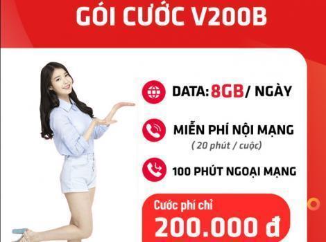 Gói cước Viettel siêu data 240Gb 200k/ tháng Free 100p ngoại mạng + nội mạng dưới 20p