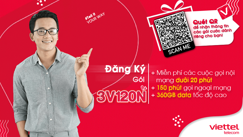 Gói cước 3v120N viettel