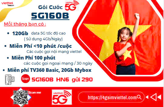 Gói cước 5G160B Viettel