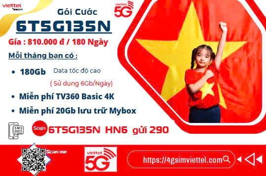 Gói 6T5G135N Viettel 