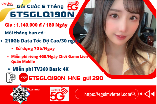 Gói cước 6T5GLQ190N Viettel