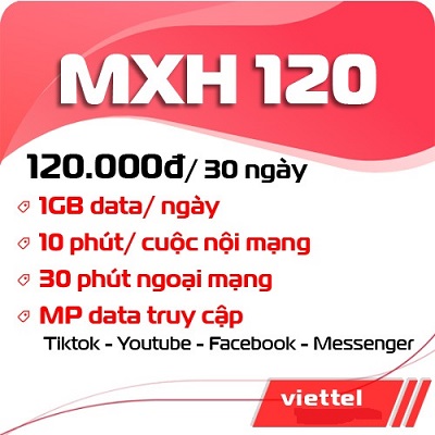Gói mạng xã hội Viettel 120k/ tháng