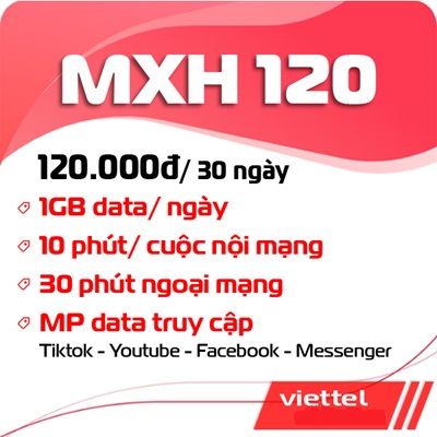 gói cước MXH120 Viettel