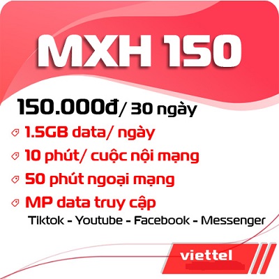 Gói mạng xã hội Viettel 150k/ tháng