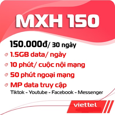 gói cước MXH150 Viettel