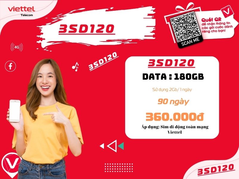 Gói cước 3SD120 Viettel