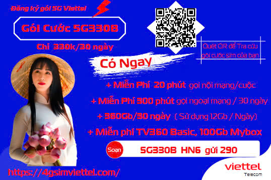 Gói cước 5G viettel gọi liên mạng - 5G330B Viettel