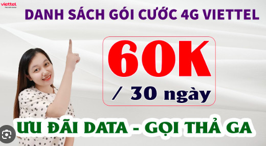 Gói cước 60k/tháng Viettel