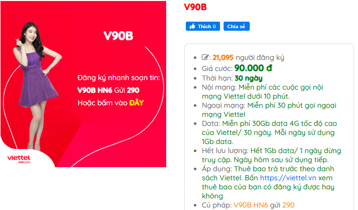 Gói cước V90B Viettel