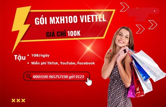 Free data mạng xã hội với gói cước MXH100 Viettel 