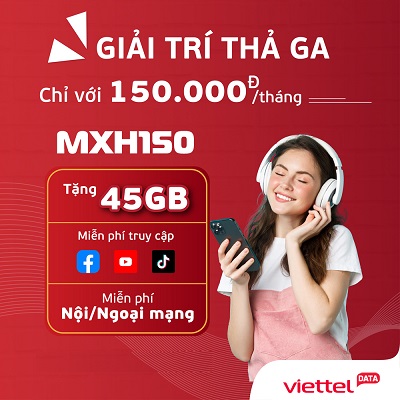 Free data Facebook, Youtube, Tiktok chỉ 150k/ tháng nhận thêm 45Gb + Free cước gọi nội, ngoại mạng