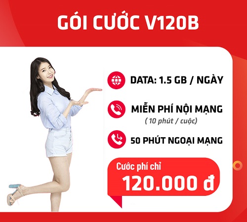 Gói cước combo Viettel 120k 1 tháng - V120B Viettel