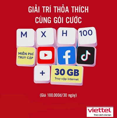 Free data Facebook, Youtube, Tiktok chỉ 100k/ tháng nhận thêm 30Gb