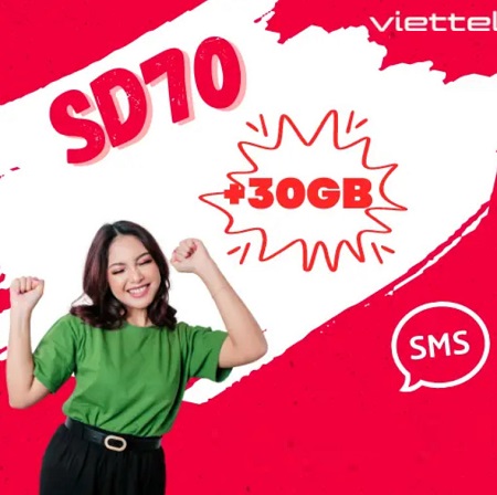 Nhận ngay 30Gb data tốc độ cao truy cập mạng miễn phí  với gói cước SD70 Viettel