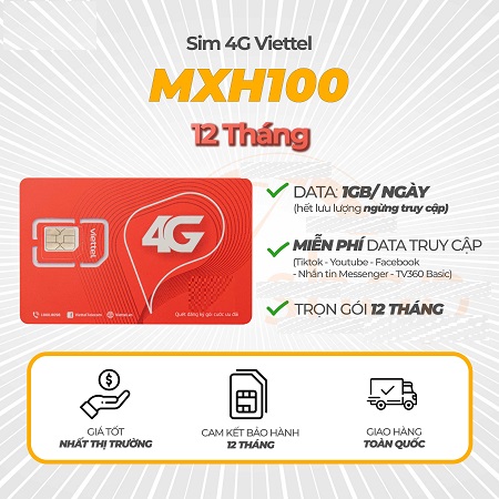 Miễn phí data truy cập TikTok, Facebook, Youtube - gói cước MXH100 Viettel