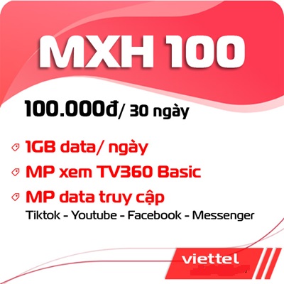 gói cước MXH100 Viettel