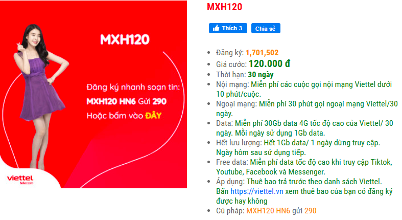 MXH120 Viettel mới