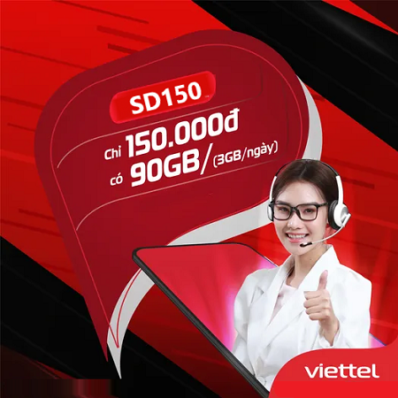 Gói 4G Viettel tháng cước phí 150k