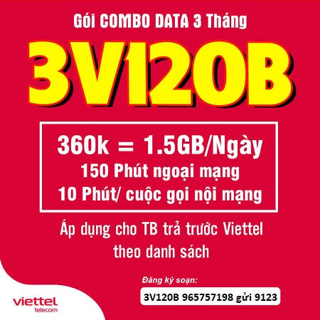 Gói cước 3V120B Viettel