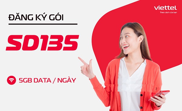 Thông tin gói cước SD135 Viettel có 150Gb data tốc độ cao chỉ từ 4.5k/ngày