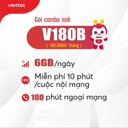 Gói cước Viettel siêu data 180k/ tháng