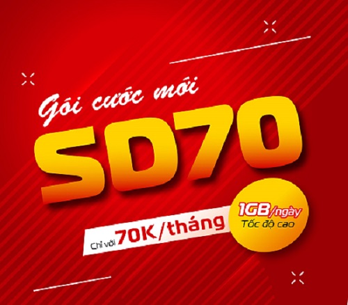 Gói cước Viettel 70k/ tháng ưu đãi 30Gb data tốc độ cao