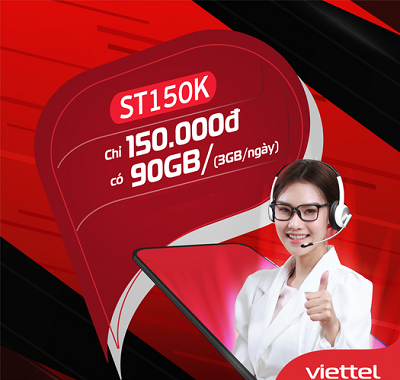 Đăng ký gói cước ST150k nhận tới 90Gb data tốc độ cao chỉ 150k/ tháng