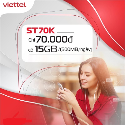Đăng ký gói cước ST70k nhận tới 15Gb data tốc độ cao chỉ 70k/ tháng