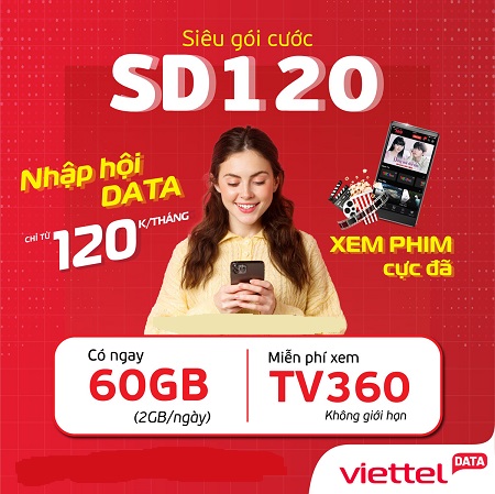 Gói 4G Viettel 120k có 60Gb mới nhất