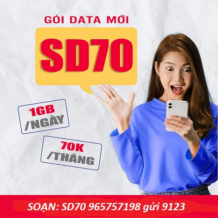 Gói 4G Viettel tháng 70k ưu đã data tốc độ cao