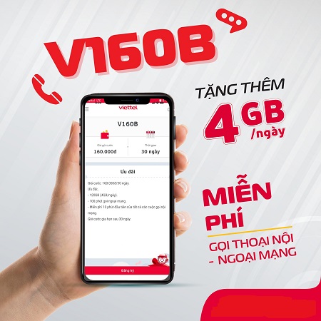 Gói cước Viettel siêu data 160k/ tháng